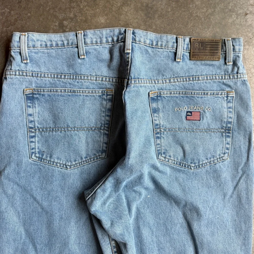 Vintage Y2K Polo Ralph Lauren Jean Co Embroidered Jeans Light Wash Mens 42x34